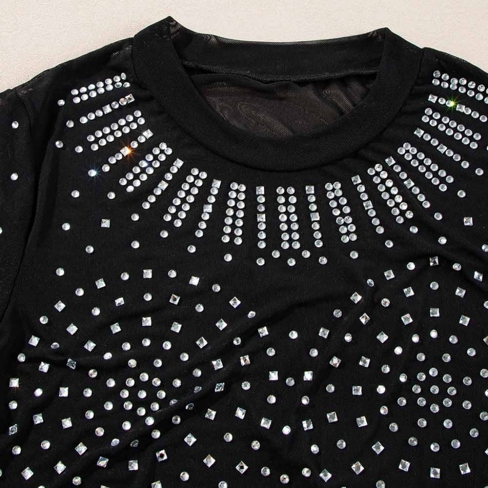 Black Rhinestone Bodysuit - Picture 10 of 15